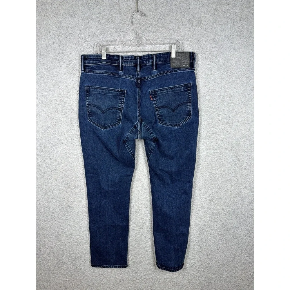 Levis 511 Slim Fit Commuter‎ Jeans Mens Actual Size 38x29 Dark Wash Reflective
